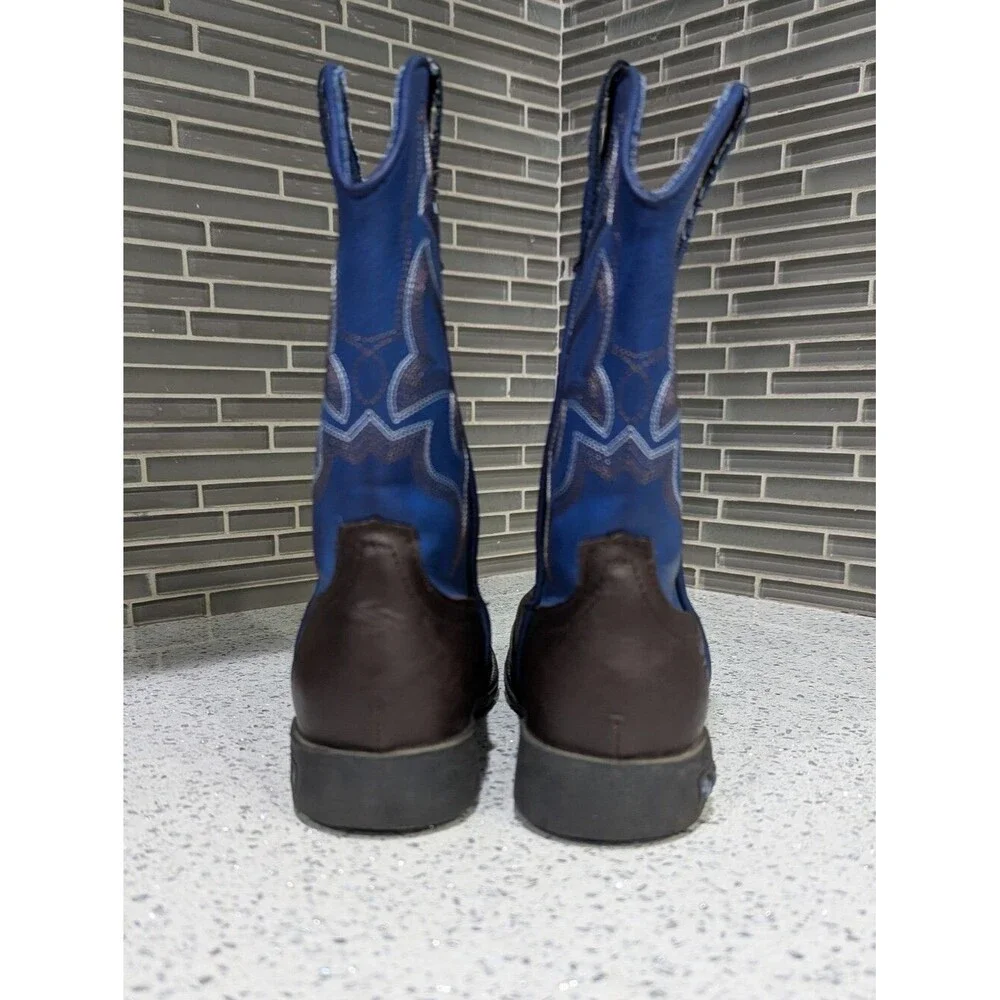 Roper Kids Lightning Light Up Lightup Western Boots Blue Brown Boys Youth Size 2